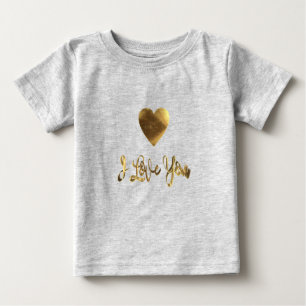 Ich Liebe Sie Golden Heart Typografie Niedlich Baby T-shirt