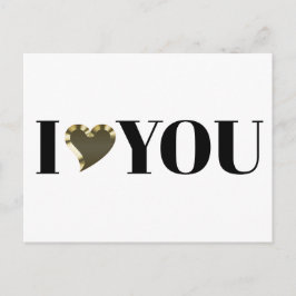 Ich Liebe Sie goldenes Herz kühne moderne Typograf Postkarte