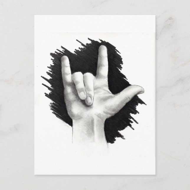ICH LIEBE SIE IN ASL 2 POSTKARTE (Vorderseite)