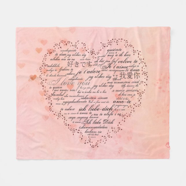 Ich Liebe Sie in verschiedenen Sprachen Fleecedecke (Vorderseite (Horizontal))