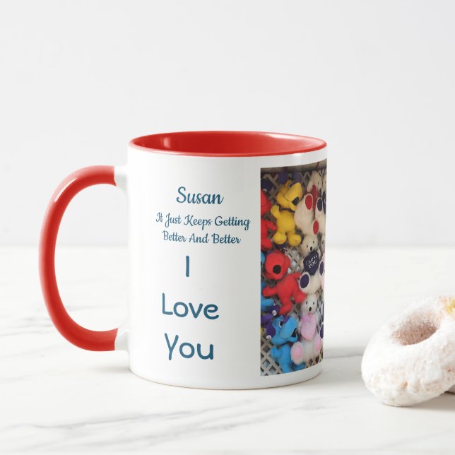 Ich Liebe Sie Jahrestag Personalisiert Tasse (Mit Donut)