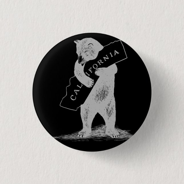 Ich Liebe Sie Kalifornien - Schwarz und Silber Button (Vorderseite)