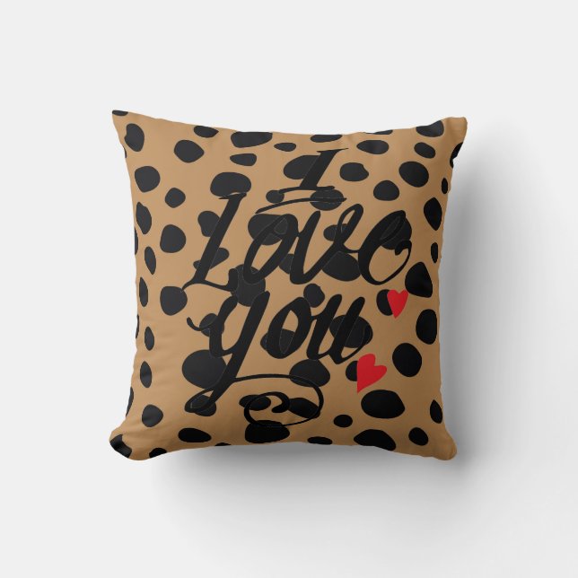 Ich Liebe Sie Leopard Print dekorative Kissen (Vorderseite)