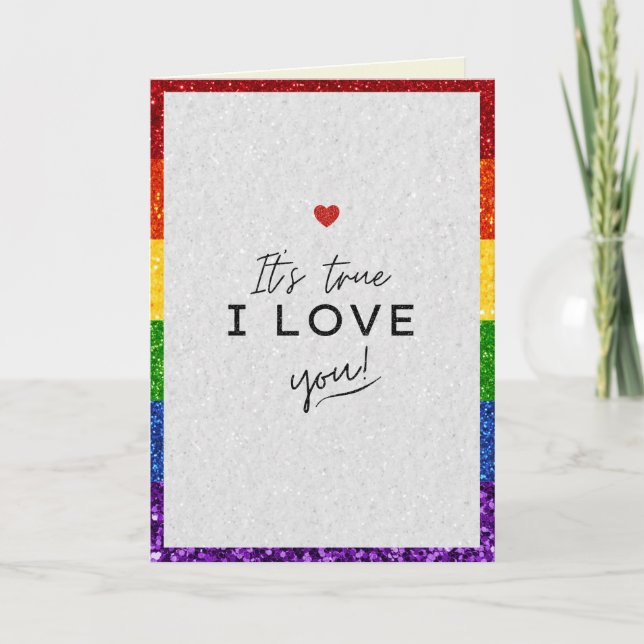 Ich Liebe Sie LGBT Prix Glitzer Valentine Card Karte (Vorderseite)