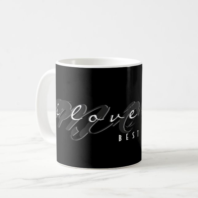 Ich Liebe Sie Mama | Beste Mama je Typografie Kaffeetasse (Vorderseite Links)
