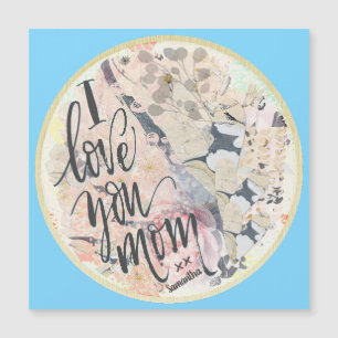 Ich Liebe Sie Mama Blue Watercolor Magnetkarte