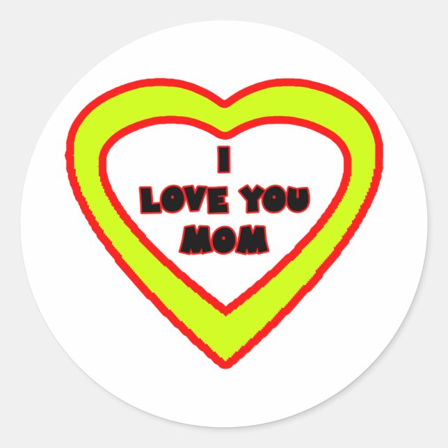 Ich Liebe Sie MAMA Gelbes Herz Das MUSEUM Zazzle G Runder Aufkleber (Vorderseite)