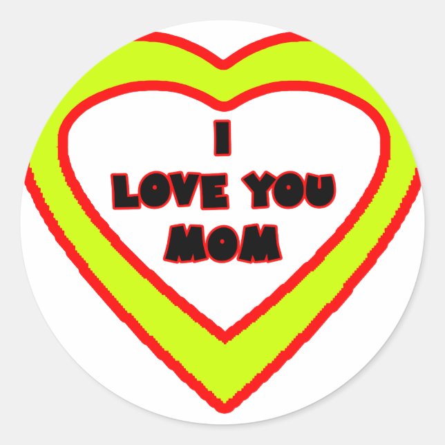 Ich Liebe Sie MAMA Gelbes Herz Das MUSEUM Zazzle G Runder Aufkleber (Vorderseite)