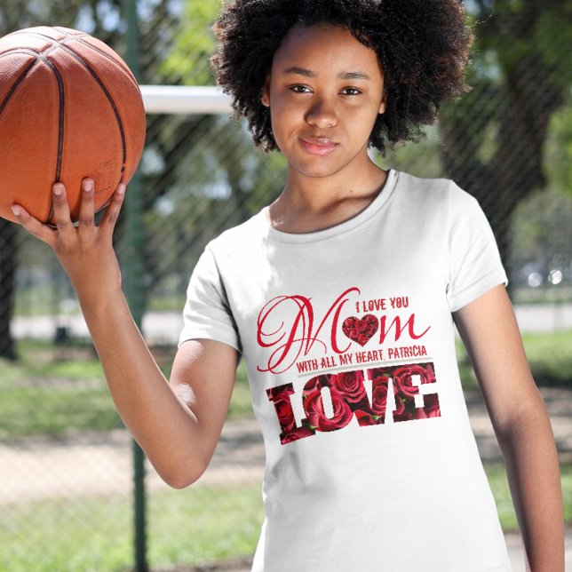 Ich Liebe Sie Mama Name Floral Mothers Day Kids T-Shirt (Von Creator hochgeladen)