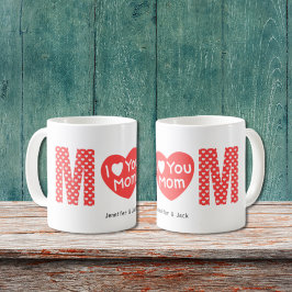 Ich Liebe Sie Mama Red Heart Pattern Muttertag Kaffeetasse