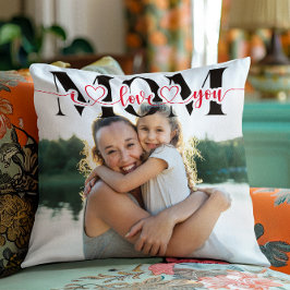 Ich Liebe Sie Mama Red Hearts Typografie Foto Kissen