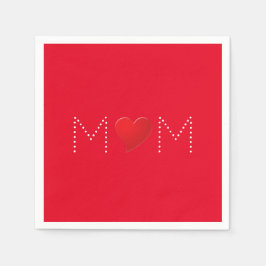 Ich Liebe Sie, Mama Schwarz-weiß, rotes Herzpapier Serviette