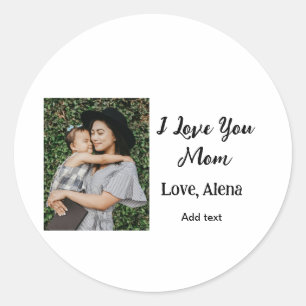 Ich Liebe Sie Mama's Tag elegant fügen Foto-Text Runder Aufkleber