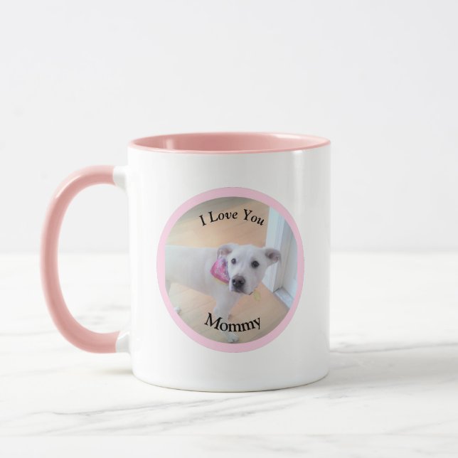 Ich Liebe Sie Mami Foto Niedlich Hund in Circle Pi Tasse (Links)