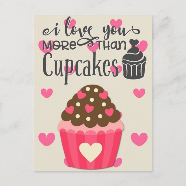 Ich Liebe Sie mehr als Cupcakes Postkarte (Vorderseite)