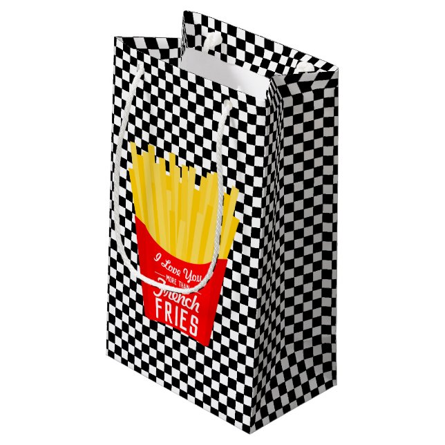 Ich Liebe Sie mehr als Französisch Fries Kleine Geschenktüte (Rückseite Schrägansicht)