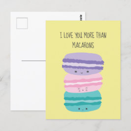 Ich Liebe Sie mehr als Macarons Kawaii Pastel Nied Postkarte