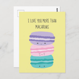 Ich Liebe Sie mehr als Macarons Kawaii Pastel Nied Postkarte
