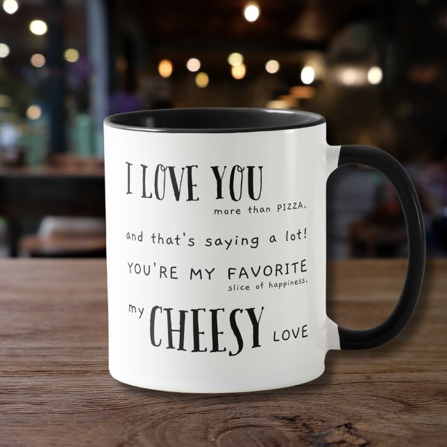 Ich Liebe Sie mehr als Pizza - Liebe Typografie Zi Tasse (Von Creator hochgeladen)