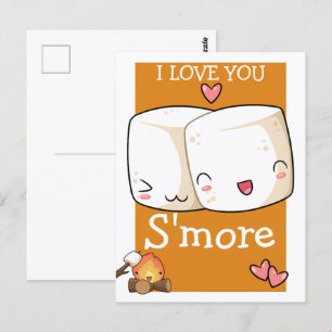 Ich Liebe Sie mehr Kawaii Marshmallow Postkarte