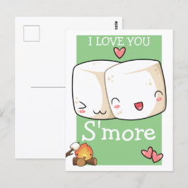 Ich Liebe Sie mehr Kawaii Marshmallow Postkarte