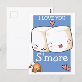 Ich Liebe Sie mehr Kawaii Marshmallow Postkarte