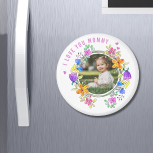 Ich LIEBE SIE MOMMY Foto farbenfroh florale Modern Magnet