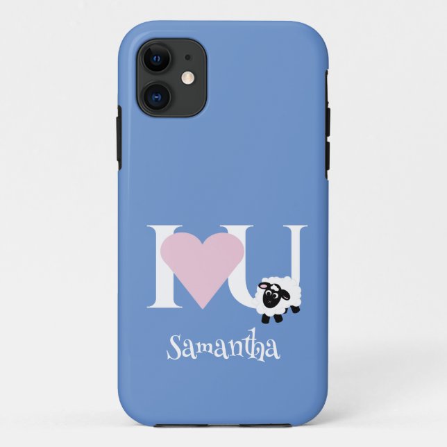 Ich Liebe Sie Niedlich Cartoon Sheep Blue Case-Mate iPhone Hülle (Rückseite)