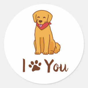 Ich Liebe Sie Niedlich Golden Retriever Paw Illust Runder Aufkleber
