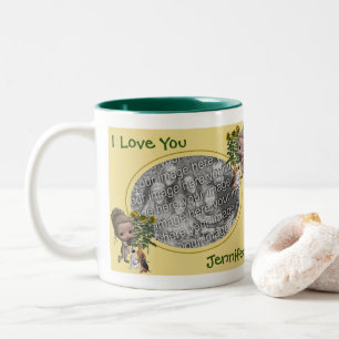 Ich Liebe Sie Niedliche Girl-Welpen Personalisiert Zweifarbige Tasse