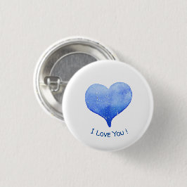 Ich Liebe Sie Niedliches blaues Herz Valentine Button