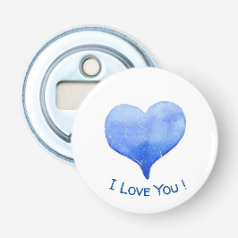 Ich Liebe Sie Niedliches blaues Herz Valentine Flaschenöffner