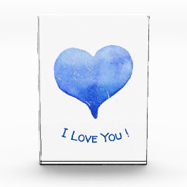 Ich Liebe Sie Niedliches blaues Herz Valentine Fotoblock