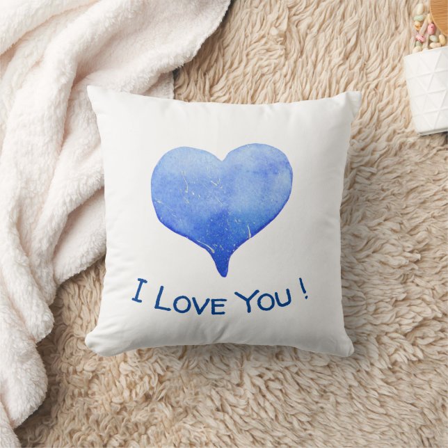 Ich Liebe Sie Niedliches blaues Herz Valentine Kissen (Decke)