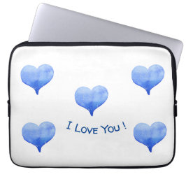 Ich Liebe Sie Niedliches blaues Herz Valentine Laptopschutzhülle