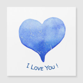 Ich Liebe Sie Niedliches blaues Herz Valentine Magnetkarte
