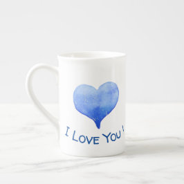 Ich Liebe Sie Niedliches blaues Herz Valentine Prozellantasse