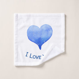 Ich Liebe Sie Niedliches blaues Herz Valentine Waschlappen