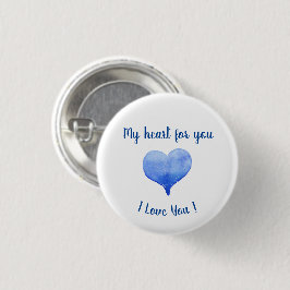 Ich Liebe Sie Niedliches blaues Herz Valentinstag Button