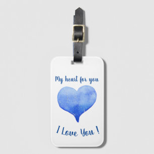 Ich Liebe Sie Niedliches blaues Herz Valentinstag Gepäckanhänger
