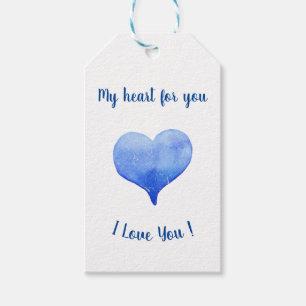 Ich Liebe Sie Niedliches blaues Herz Valentinstag Geschenkanhänger