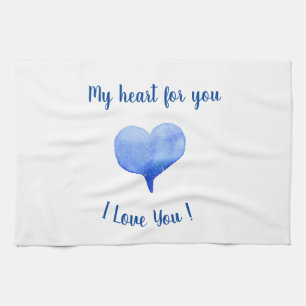 Ich Liebe Sie Niedliches blaues Herz Valentinstag Geschirrtuch