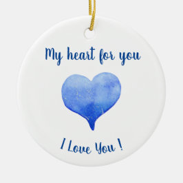 Ich Liebe Sie Niedliches blaues Herz Valentinstag Keramik Ornament