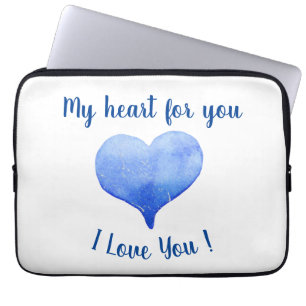 Ich Liebe Sie Niedliches blaues Herz Valentinstag Laptopschutzhülle