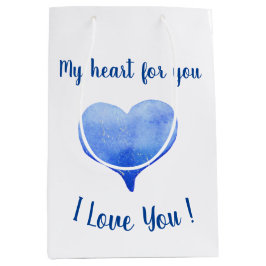 Ich Liebe Sie Niedliches blaues Herz Valentinstag Mittlere Geschenktüte