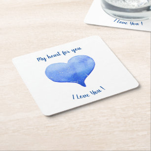 Ich Liebe Sie Niedliches blaues Herz Valentinstag Rechteckiger Pappuntersetzer