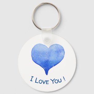 Ich Liebe Sie Niedliches blaues Herz Valentinstag Schlüsselanhänger