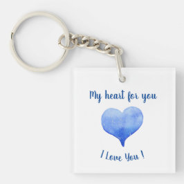Ich Liebe Sie Niedliches blaues Herz Valentinstag Schlüsselanhänger
