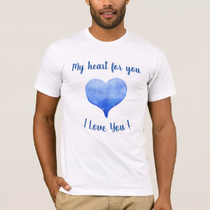 Ich Liebe Sie Niedliches blaues Herz Valentinstag T-Shirt