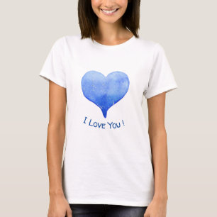 Ich Liebe Sie Niedliches blaues Herz Valentinstag T-Shirt